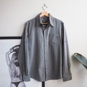 Marmot Button Up Shirt Men's Size Small Gray Stretch Performance Fishing Vented